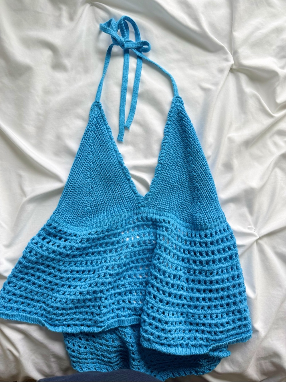 wild fable Turquoise Crochet Halter Tank